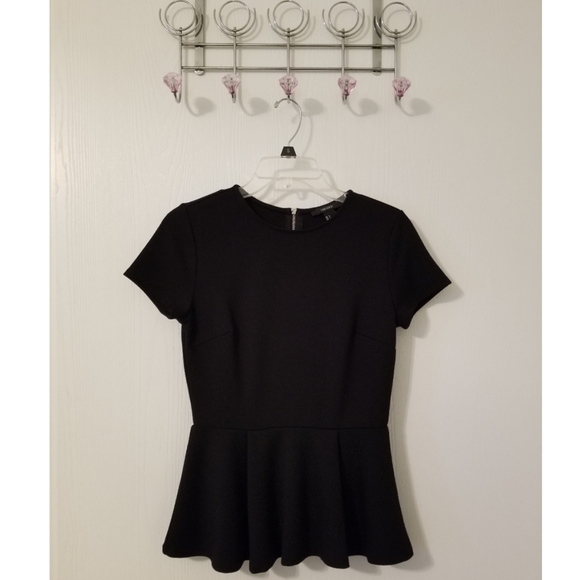 Forever 21 peplum top, black, small, zipper detail - Picture 2 of 2
